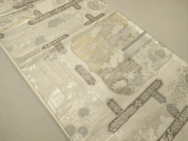 平和屋着物◎六通柄袋帯　蒔絵御所解文　九百プラチナ二重箔　正絹　逸品　CABG5811oy