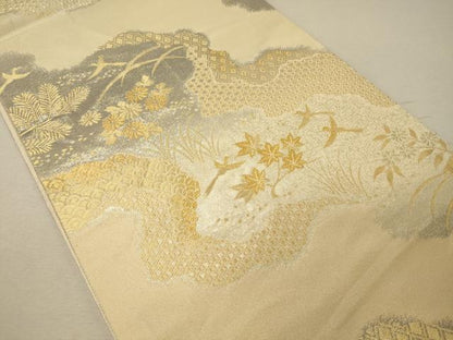 平和屋着物◎六通柄袋帯　道長花鳥文　金糸　正絹　逸品　CABG5834oy