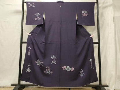 平和屋着物■訪問着 手描き 草花文 正絹 逸品 CABG5871oy