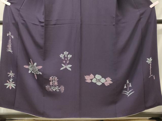平和屋着物■訪問着 手描き 草花文 正絹 逸品 CABG5871oy