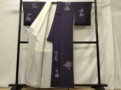 平和屋着物■訪問着 手描き 草花文 正絹 逸品 CABG5871oy