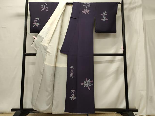 平和屋着物■訪問着 手描き 草花文 正絹 逸品 CABG5871oy