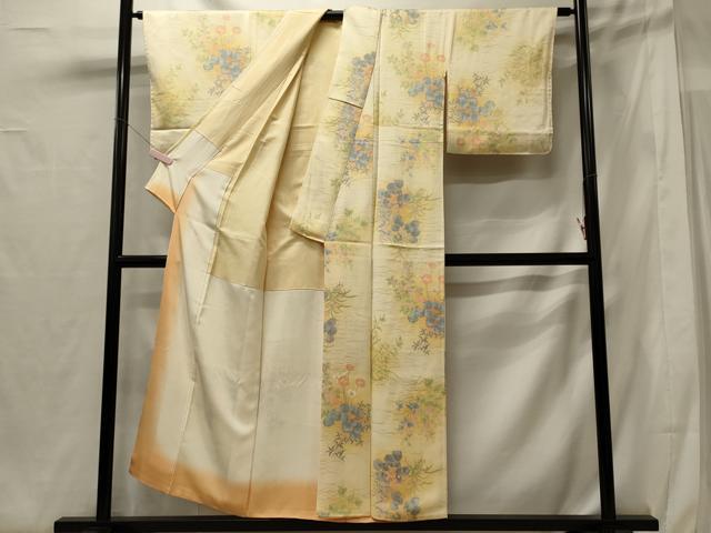 平和屋着物■上質な小紋 草花文 暈し染め 正絹 逸品 未使用 CABG5884oy