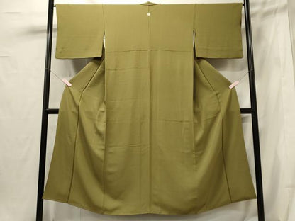平和屋着物■上質な色無地 油色 正絹 逸品 CABG5889oy