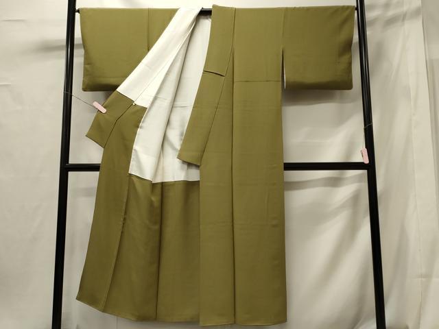 平和屋着物■上質な色無地 油色 正絹 逸品 CABG5889oy