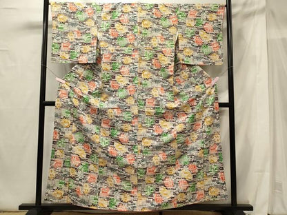 平和屋着物■上質な小紋 型染め 風景文 正絹 逸品 CABG5895oy