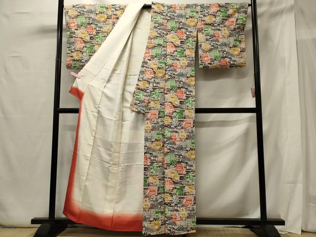平和屋着物■上質な小紋 型染め 風景文 正絹 逸品 CABG5895oy
