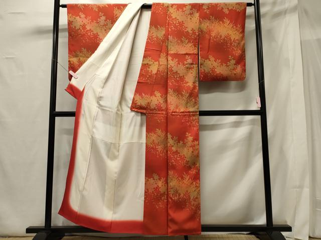 平和屋着物■上質な小紋 草花シルエット たたき染め 正絹 逸品 CABG5896oy