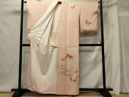 平和屋着物■訪問着 駒刺繍 舞蝶文 金彩 正絹 逸品 CABG5902oy