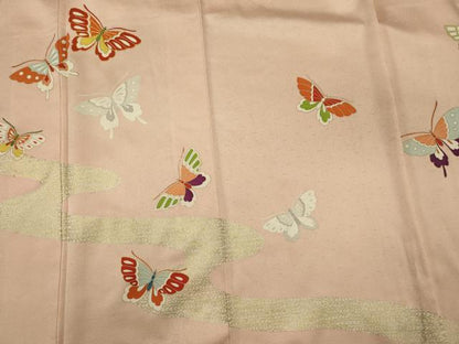 平和屋着物■訪問着 駒刺繍 舞蝶文 金彩 正絹 逸品 CABG5902oy