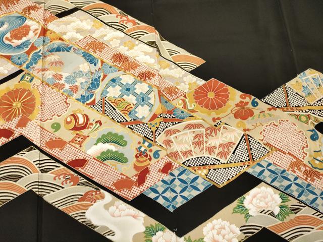 平和屋着物■豪華黒留袖　駒刺繍　立波雪輪花松文　宝尽くし　金彩　正絹　逸品　未使用　CABG5906oy