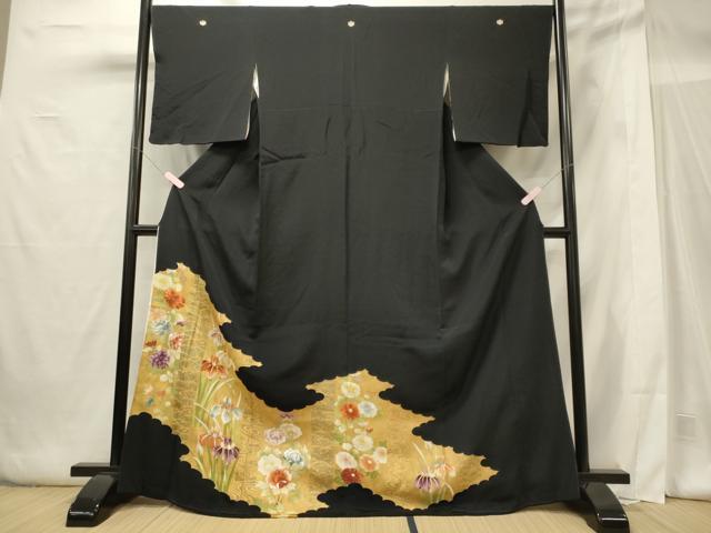 平和屋着物■豪華黒留袖　刺繍　雲取り草花文　金彩　高島屋扱い　正絹　逸品　CABG5909oy