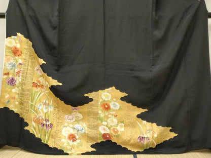 平和屋着物■豪華黒留袖　刺繍　雲取り草花文　金彩　高島屋扱い　正絹　逸品　CABG5909oy