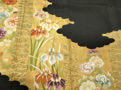 平和屋着物■豪華黒留袖　刺繍　雲取り草花文　金彩　高島屋扱い　正絹　逸品　CABG5909oy