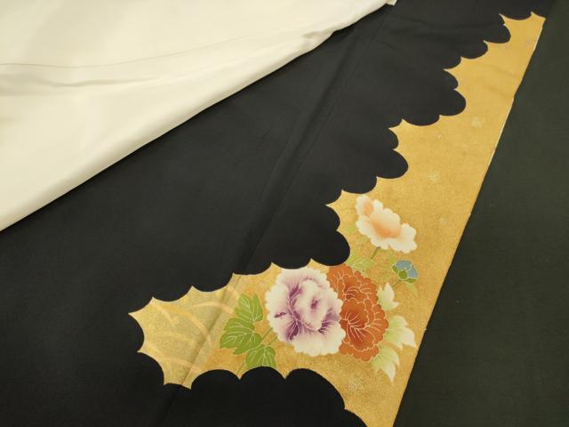 平和屋着物■豪華黒留袖　刺繍　雲取り草花文　金彩　高島屋扱い　正絹　逸品　CABG5909oy