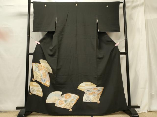 平和屋着物■豪華黒留袖　駒刺繍　扇面吉祥花文　金彩　高島屋扱い　正絹　逸品　CABG5910oy