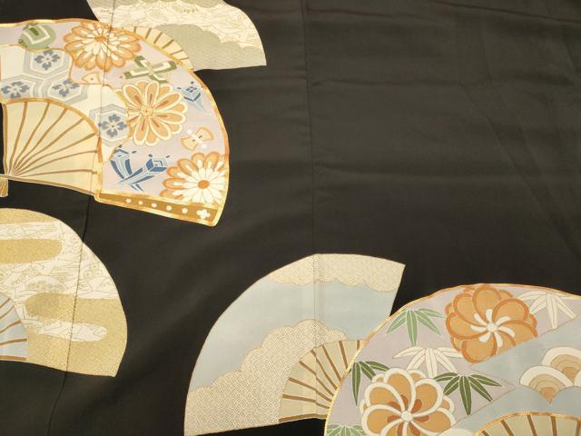 平和屋着物■豪華黒留袖　駒刺繍　扇面吉祥花文　金彩　高島屋扱い　正絹　逸品　CABG5910oy