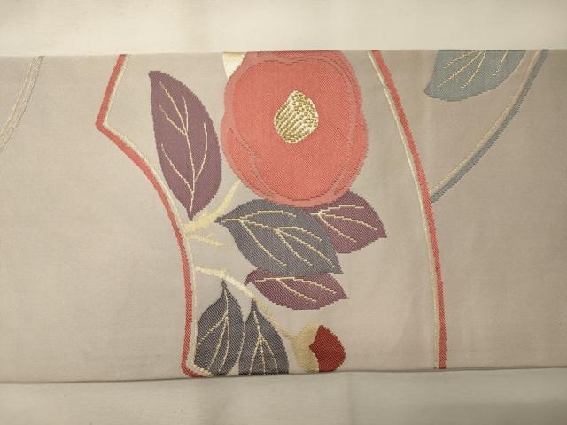 平和屋着物◎九寸名古屋帯 地紙重ね花文 成り物 金糸 正絹 逸品 CABG5912oy