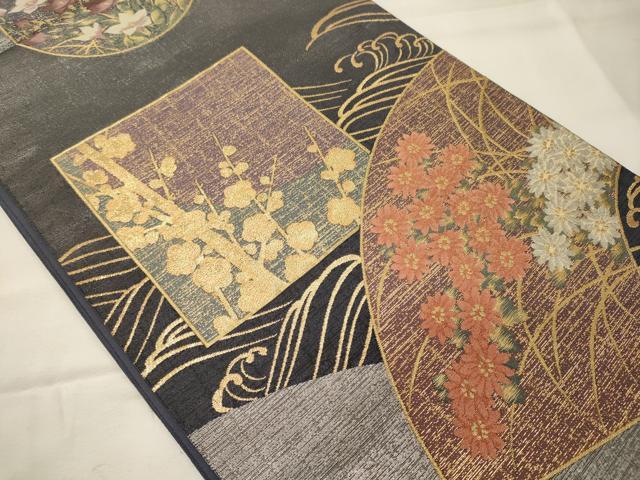 平和屋着物◎六通柄袋帯 清水六兵衛 薫香彩陶花文様 金銀糸 正絹 逸品 CABG5918oy
