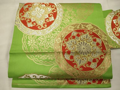 平和屋着物◎九寸名古屋帯　絵皿正倉院花文　金銀糸　正絹　逸品　CABG5922oy