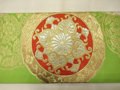 平和屋着物◎九寸名古屋帯　絵皿正倉院花文　金銀糸　正絹　逸品　CABG5922oy
