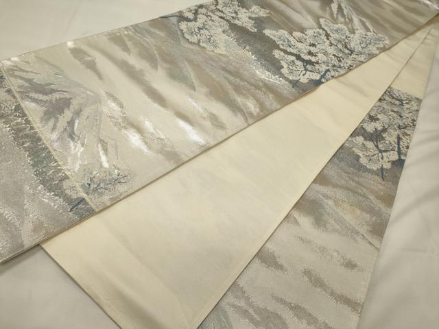平和屋着物◎六通柄袋帯 北国の朝 銀糸 正絹 逸品 CABG5925oy