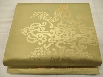 平和屋着物◎六通柄袋帯　葡萄蔦の葉文　金糸　正絹　逸品　CABG5954oy