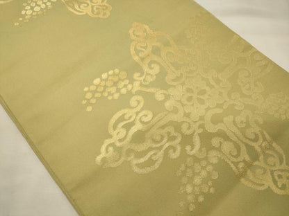 平和屋着物◎六通柄袋帯　葡萄蔦の葉文　金糸　正絹　逸品　CABG5954oy