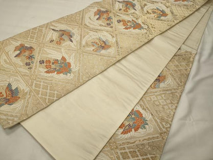 平和屋着物◎六通柄袋帯 瑞鳥鳳凰文 金糸 正絹 逸品 CABG5964oy