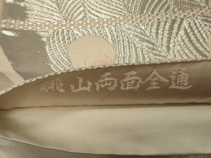 平和屋着物◎両面　全通柄袋帯　桃山両面全通　孔雀羽文　銀糸　正絹　逸品　CABG5984oy