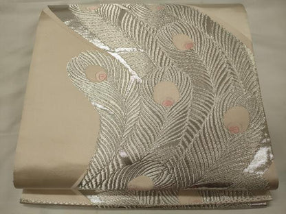 平和屋着物◎両面　全通柄袋帯　桃山両面全通　孔雀羽文　銀糸　正絹　逸品　CABG5984oy
