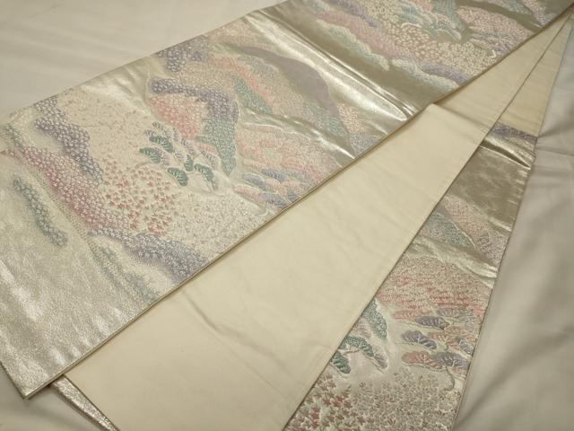 平和屋着物◎六通柄袋帯　大原乃里　銀糸　正絹　逸品　CABG6000oy