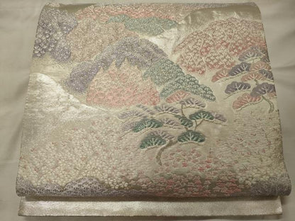 平和屋着物◎六通柄袋帯　大原乃里　銀糸　正絹　逸品　CABG6000oy