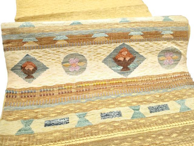 平和屋着物▽つけ帯　スリーシーズン　春夏秋　すくい織　横段花文　正絹　逸品　CABG6010hy