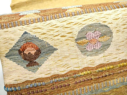 平和屋着物▽つけ帯　スリーシーズン　春夏秋　すくい織　横段花文　正絹　逸品　CABG6010hy