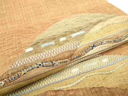 平和屋着物▽太鼓柄袋帯　スリーシーズン　春夏秋　すくい織　遠山霞文　正絹　逸品　CABG6012hy