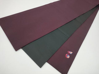 平和屋着物●太鼓柄袋帯　パッチワーク　人物文　鬼しぼ縮緬　正絹　逸品　CABG6023hy