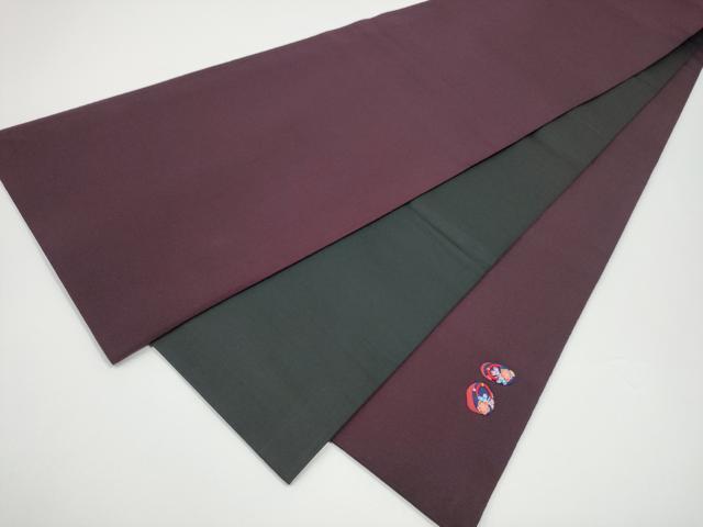 平和屋着物●太鼓柄袋帯　パッチワーク　人物文　鬼しぼ縮緬　正絹　逸品　CABG6023hy
