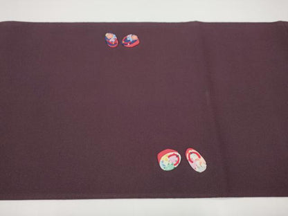 平和屋着物●太鼓柄袋帯　パッチワーク　人物文　鬼しぼ縮緬　正絹　逸品　CABG6023hy
