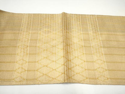 平和屋着物▽六通柄袋帯　スリーシーズン　春夏秋　組織　幾何学文様　金糸　健勝苑扱い　正絹　逸品　CABG6027hy