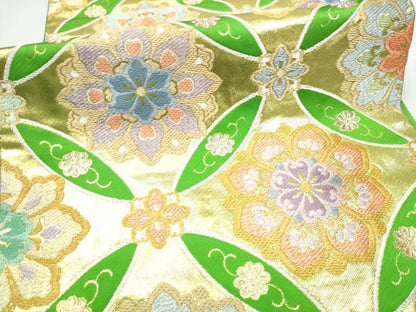 平和屋着物●唐織・西陣の老舗・名門・藤原織物　六通柄袋帯　七宝花文　本金箔　正絹　逸品　CABG6029hy