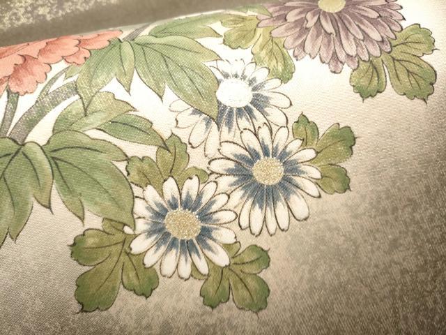 平和屋着物●友禅師・京の名工・伝統工芸士・樽本伊勢蔵 　太鼓柄袋帯　色紙重ね草花文　金銀彩　正絹　逸品　CABG6035hy