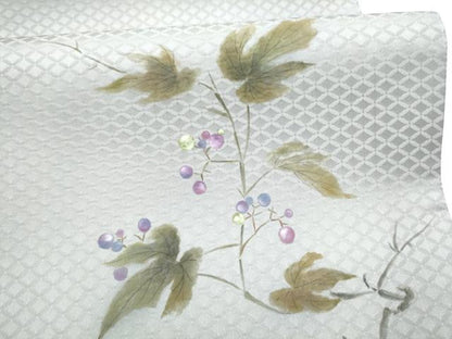 平和屋着物●太鼓柄袋帯　手描き　枝花文　正絹　逸品　CABG6038hy