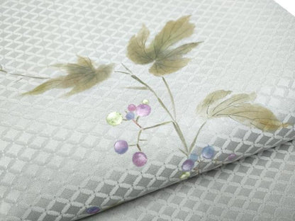 平和屋着物●太鼓柄袋帯　手描き　枝花文　正絹　逸品　CABG6038hy