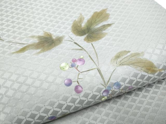 平和屋着物●太鼓柄袋帯　手描き　枝花文　正絹　逸品　CABG6038hy