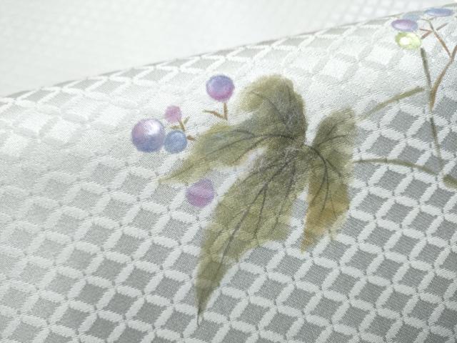 平和屋着物●太鼓柄袋帯　手描き　枝花文　正絹　逸品　CABG6038hy