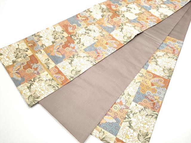 平和屋着物●六通柄袋帯　唐織　花鳥文　金糸　正絹　逸品　CABG6050hy