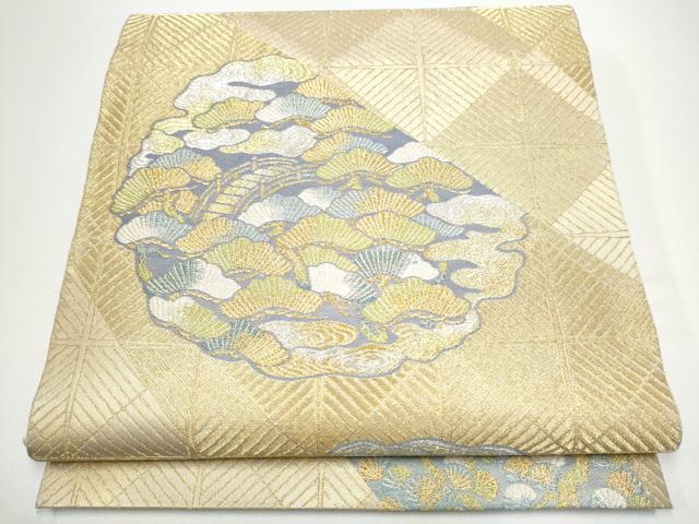 平和屋着物●西陣　川島織物　六通柄　本袋帯　渡橋浜松文　金銀糸　正絹　逸品　CABG6055hy