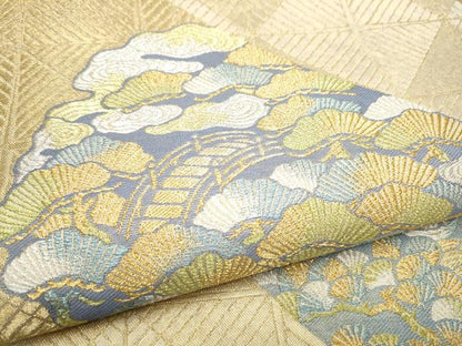 平和屋着物●西陣　川島織物　六通柄　本袋帯　渡橋浜松文　金銀糸　正絹　逸品　CABG6055hy