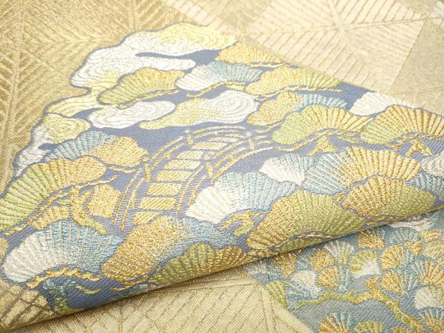 平和屋着物●西陣　川島織物　六通柄　本袋帯　渡橋浜松文　金銀糸　正絹　逸品　CABG6055hy